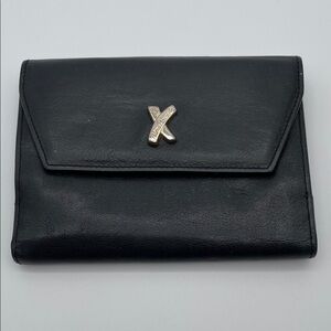 Paloma Picasso Black Leather Wallet with Gold Logo